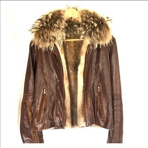 Andrew Marc fur and leather coat. Size small